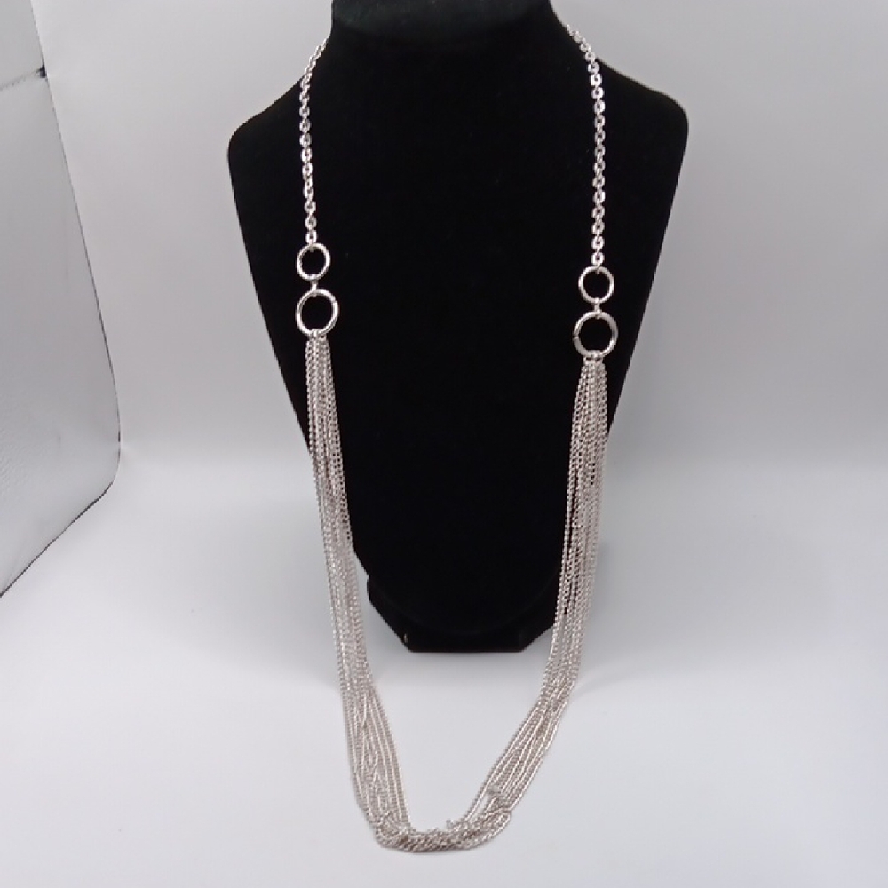 Silver Multi-8 Strand Tassel Necklace - Women Jewelry
